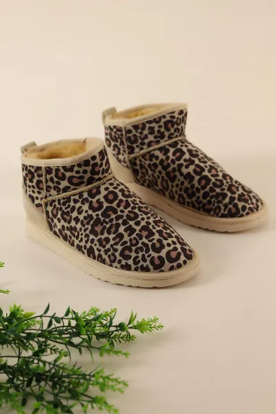 Leopar Desenli Süet İçi Tüylü Kadın Bot 315014