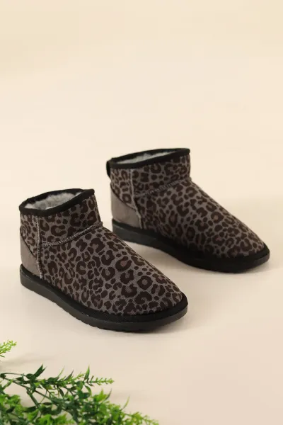 Leopar Desenli Süet İçi Tüylü Kadın Bot 315015