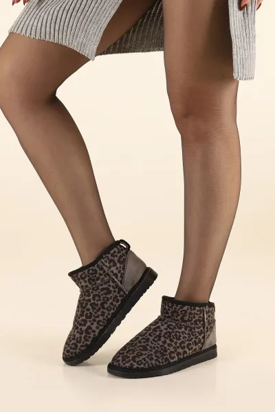 Leopar Desenli Süet İçi Tüylü Kadın Bot 315015