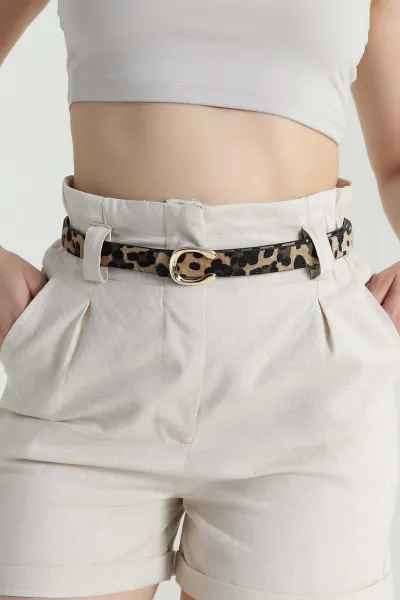 Leopar Desenli Toka Detaylı Kadın Kemer 470524