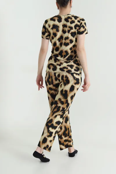 Leopar Desenli Viskon Kadın Pijama Takımı 466626