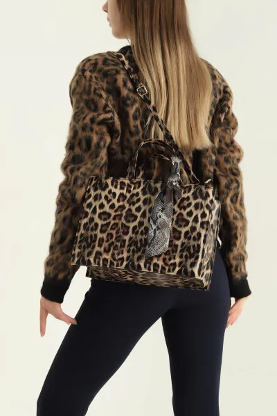 Leopar Desenli Fularlı Kadın El ve Omuz Çantası 324686