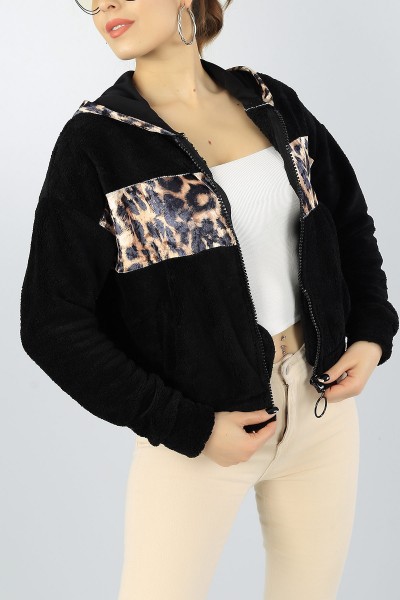 Leopar Kadife Detay Bayan Yumoş Polar 47076