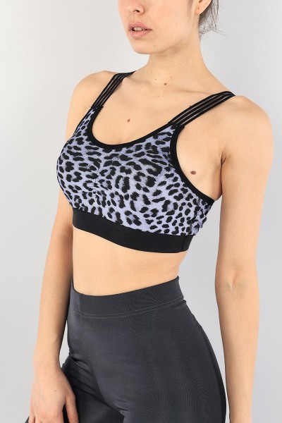 Leopar Kaplı Çapraz Lastikli Büstiyer 90814