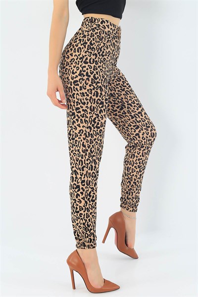 Leopar Paçası Lastikli Kaşkorse Pantolon 34383