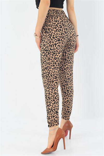 Leopar Paçası Lastikli Kaşkorse Pantolon 34383