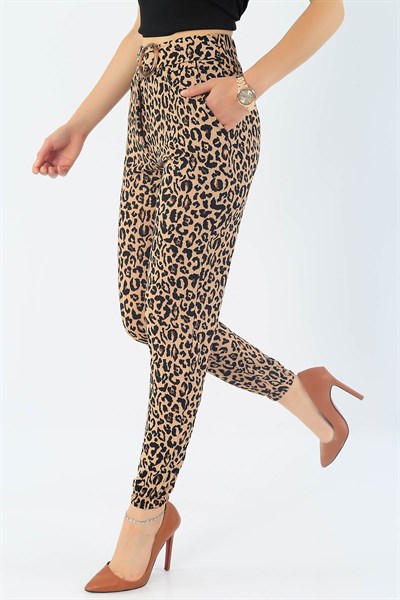 Leopar Paçası Lastikli Kaşkorse Pantolon 34383