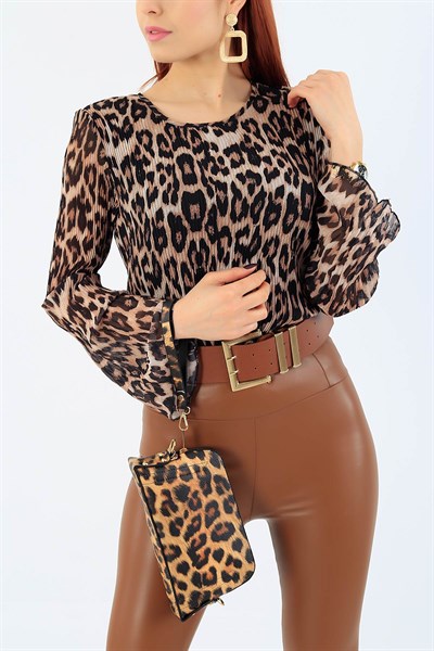 Leopar Zincir Detay El Ve Omuz Çantası 27718Ç