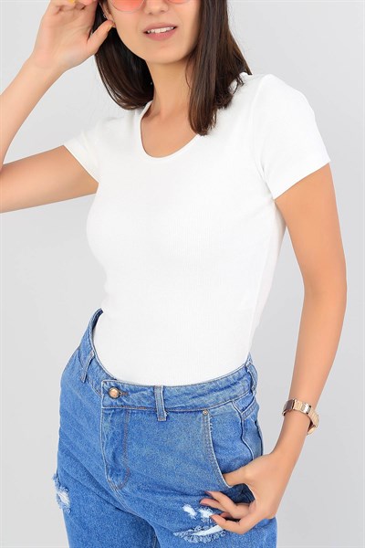 Likralı Kaşkorse Bayan Tişört 37954