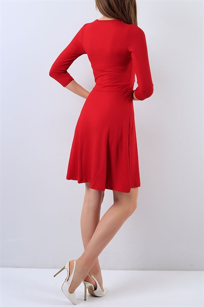 Likralı Kırmızı Elbise 18811B