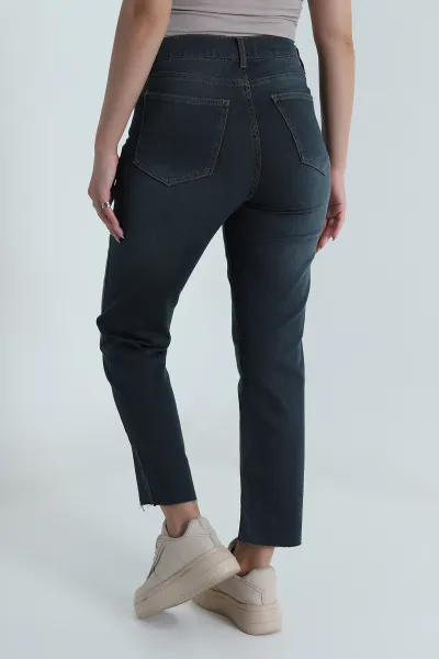 Likralı Lazer Paça Kadın Kot Pantolon 481904