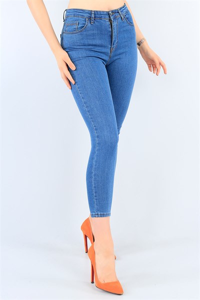 Likralı Mavi Bayan Kot Pantolon 38496