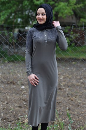 Likralı Pike Yakalı Elbise 930B
