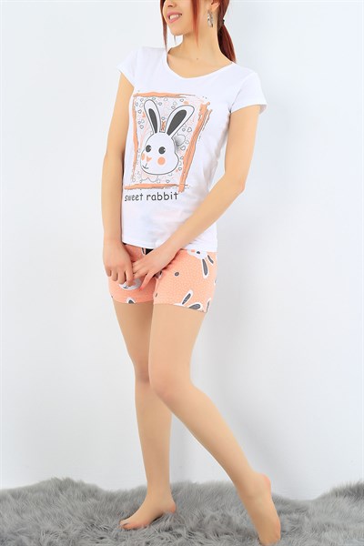 Likralı Pudra Bayan Pijama Takımı 31312