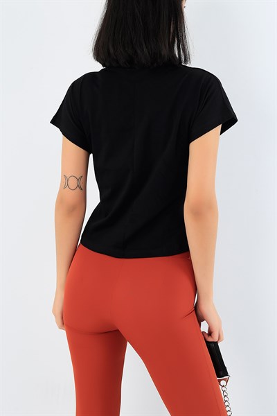Likralı Siyah Bayan Basic Tişört 29279B