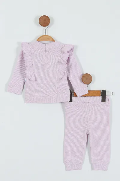 Lila (0-12 Ay) Fiyonklu Fırfırlı Kız Bebek Takım 288918