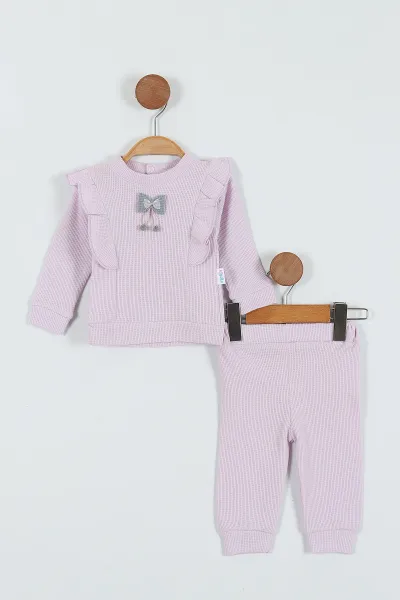 Lila (0-12 Ay) Fiyonklu Fırfırlı Kız Bebek Takım 288918