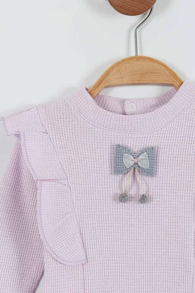 Lila (0-12 Ay) Fiyonklu Fırfırlı Kız Bebek Takım 288918
