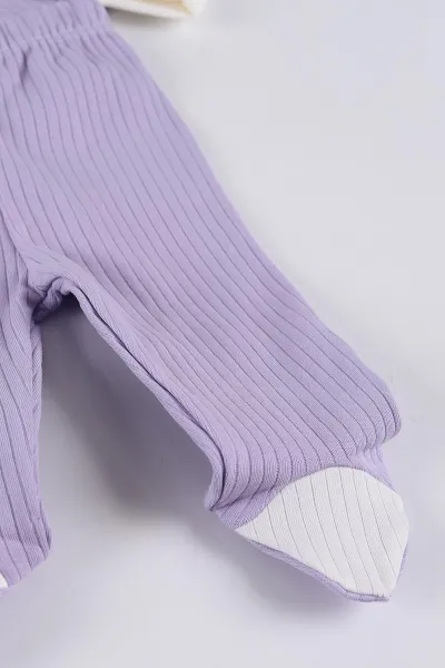 Lila (0-3 Ay) Çiçek Nakışlı Dantel Detay Kız Bebe Takım 237235
