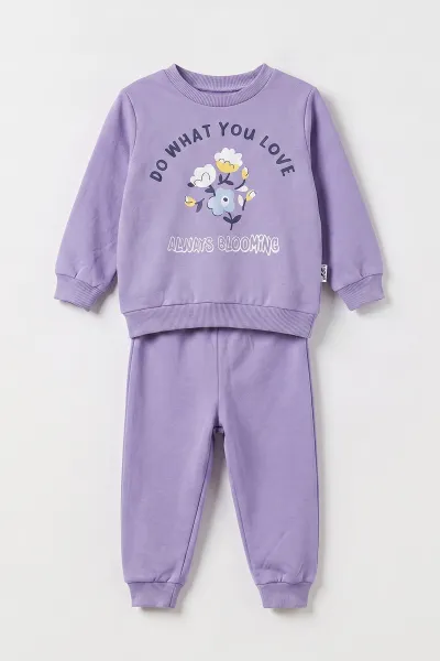 Lila (0-4 Yaş) Çiçek Baskılı 2 İp Kız Bebek&Çocuk Mevsimlik Takım 481077