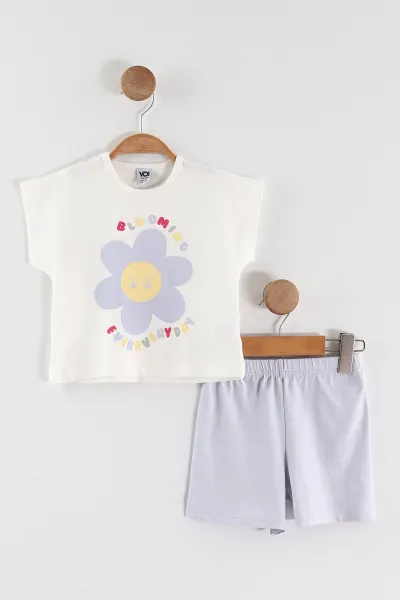 Lila (0-4 Yaş) Çiçek Baskılı Şortlu Kız Çocuk Yazlık Takım 459796