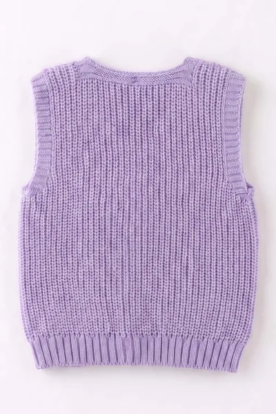 Lila (0-5 Yaş) Ponpon Süslü Düğmeli Kız Çocuk Yelek 474487