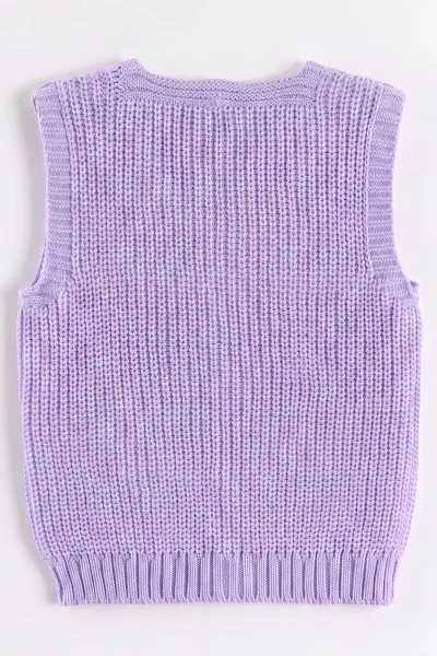 Lila (0-5 Yaş) Pullu Çiçek Motifli Düğmeli Kız Çocuk Yelek 474424