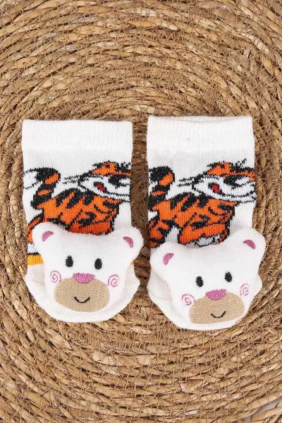 Lila (0-6 Ay) Nakış Oyuncaklı Erkek Bebek Çorap 467463