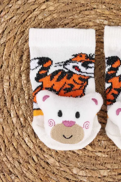 Lila (0-6 Ay) Nakış Oyuncaklı Erkek Bebek Çorap 467463