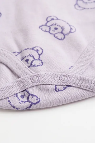 Lila (0-9 Ay) Ayı   Desenli     Bebek Çıtçıtlı Badi 482344