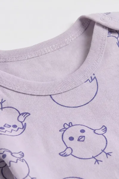 Lila (0-9 Ay) Civciv Desenli Bebek Çıtçıtlı Badi 482315