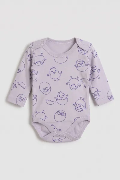 Lila (0-9 Ay) Civciv Desenli Bebek Çıtçıtlı Badi 482315