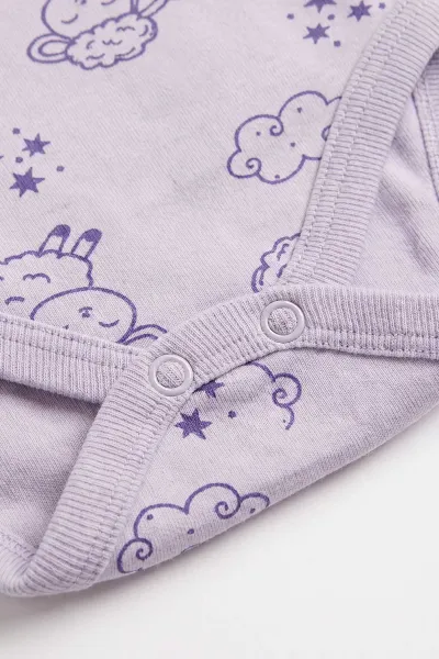 Lila (0-9 Ay) Kuzu Desenli Bebek Çıtçıtlı Badi 482291