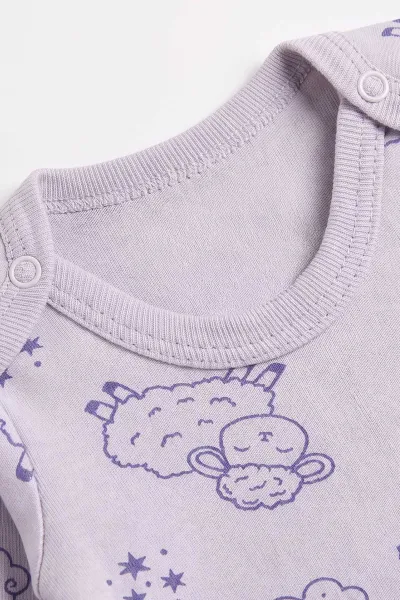 Lila (0-9 Ay) Kuzu Desenli Bebek Çıtçıtlı Badi 482291