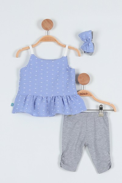 Lila (06-24 Ay) Fiyonk Askılı Taytlı Kız Bebe Takım 187431