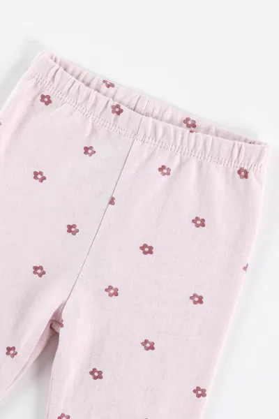 Lila (1-3 Yaş ) Flower   Baskılı Penye Kız Bebek&Çocuk  Pijama Takım 500329