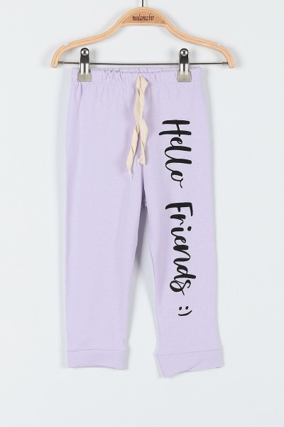 Lila (1-3 Yaş) Hello Friends Baskılı Kız Bebe Pijama Takım 181888