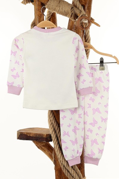 Lila (1-3 Yaş) Kelebek Baskılı Kız Çocuk Pijama Takım 145152