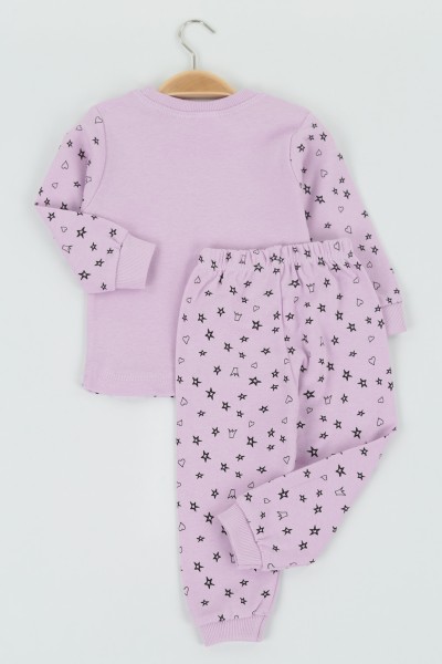 Lila (1-3 Yaş) Yıldız Taçlı Baskılı Kız Çocuk Pijama Takım 132831