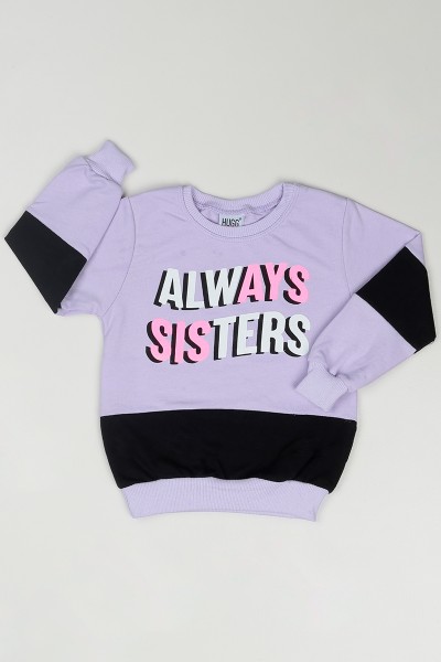 Lila (1-4 Yaş) Always Sisters Baskılı Kız Çocuk Sweatshirt 85571