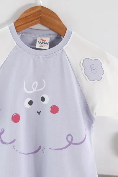 Lila (1-4 Yaş) Baskılı Figürlü Şortlu Kız Çocuk Takım 464359