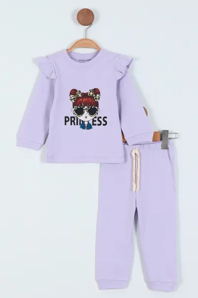 Lila (1-4 Yaş) Baskılı Kız Çocuk Pijama Takım 226950