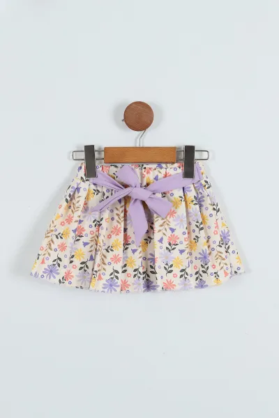 Lila (1-4 Yaş) Çiçekli Fiyonklu Kız Çocuk Takım 276989