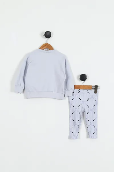 Lila (1-4 Yaş) Fiyonk Desenli Alt Fitilli Taytlı Kız Çocuk Mevsimlik Takım 425876
