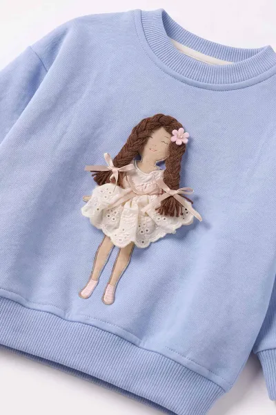 Lila (1-5 Yaş)Oyuncak Bebek Aksesuarlı   3 İp Şardonlu Kız Çocuk Kışlık Takım 499243