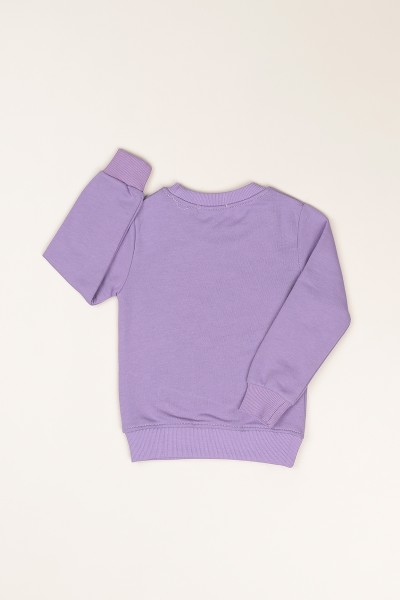 Lila (1-8 Yaş) Çiçek Baskılı İçi Şardonlu Kız Çocuk Sweatshirt 81376