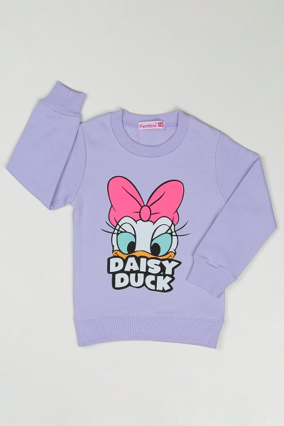 lila-1-8-yas-sirin-daisy-duck-baskili-kiz-cocuk-sweatshirt-89647