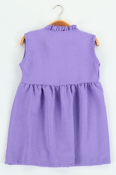Lila (1-8 Yaş)  Yaka Fırfırlı Aerobin Kumaş Kız Çocuk Elbise 122710