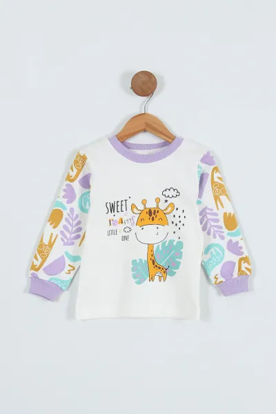 Lila (1-9 Yaş) Baskılı Kız Çocuk Sweat 275792