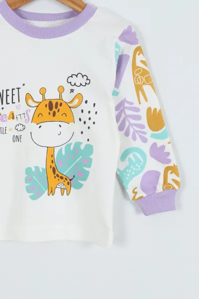 Lila (1-9 Yaş) Baskılı Kız Çocuk Sweat 275792